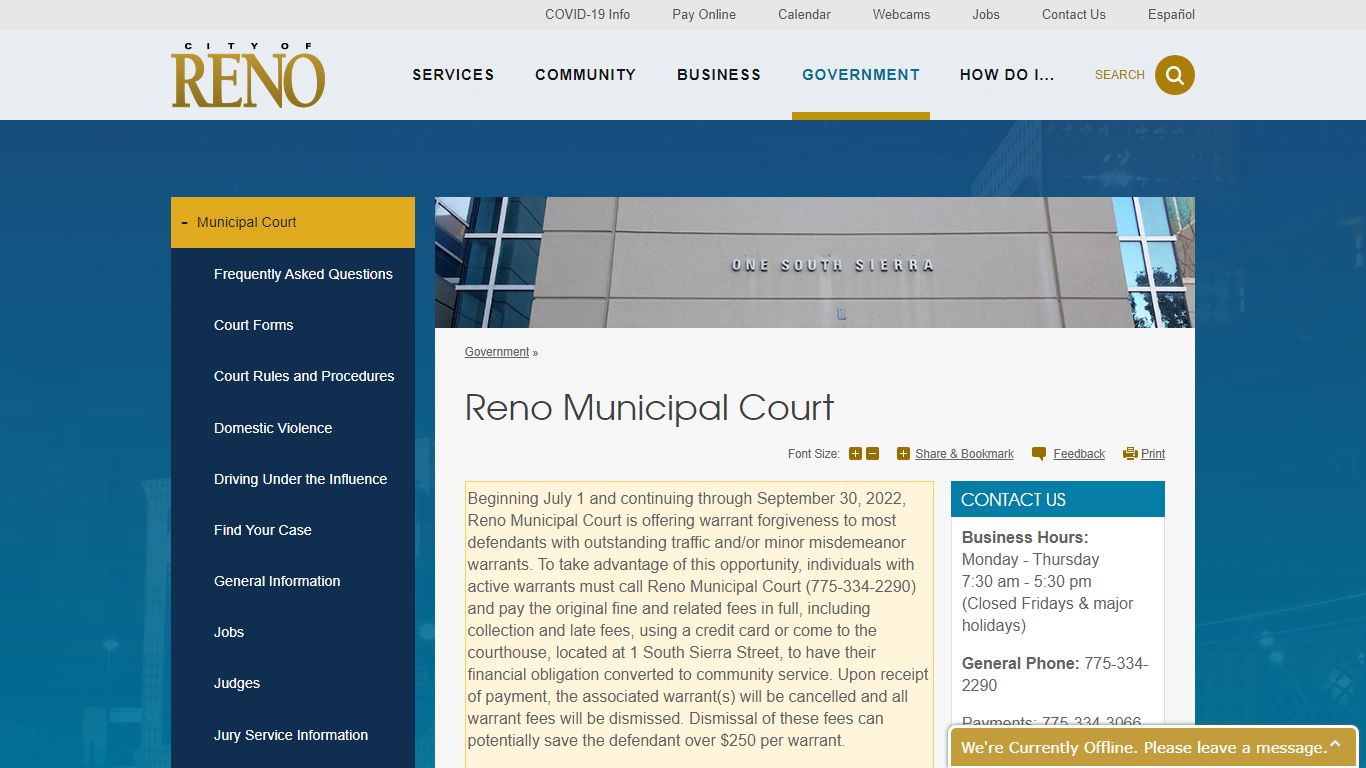 Reno Municipal Court | City of Reno